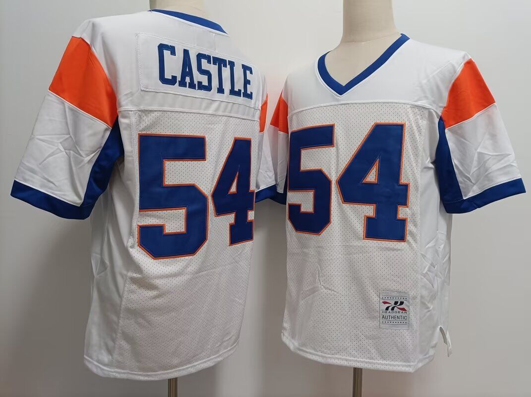 Men The Blue Mountain State Movie #54 Castle white 2024 Nike NCAA jersey->more ncaa teams->NCAA Jersey
